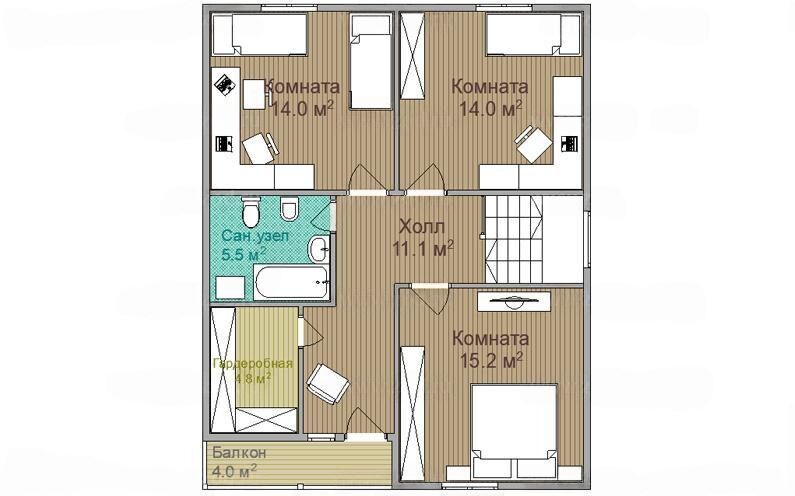 Каркасный и брусовой коттедж Аврора 11 5
