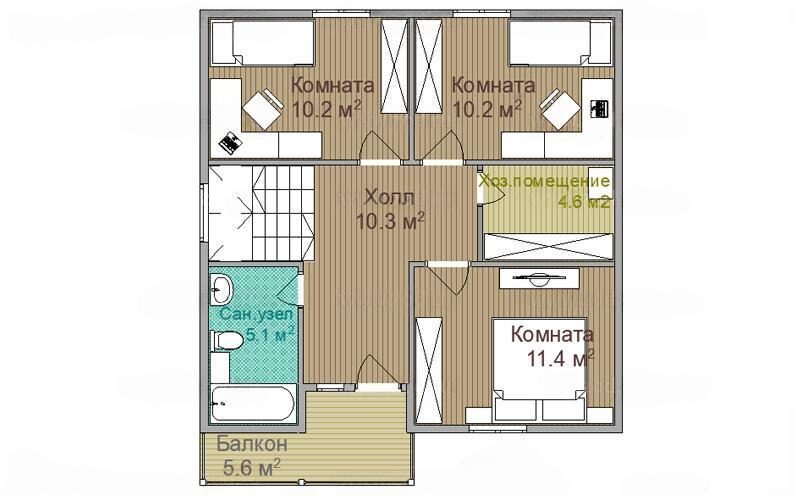 Каркасный и брусовой коттедж Аврора 1 4