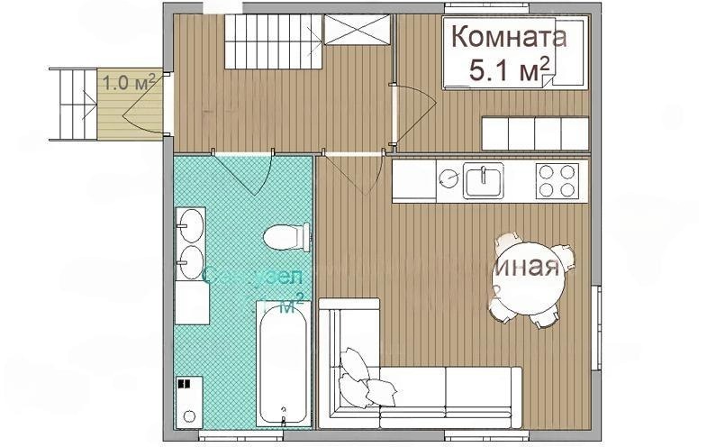 Каркасный и брусовой дом Успех 6х6 5