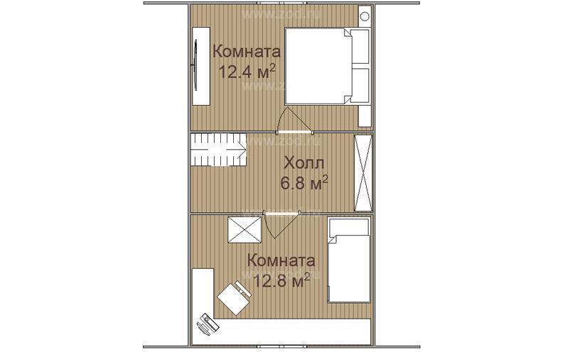 Каркасный и брусовой дом Успех 6х8 9